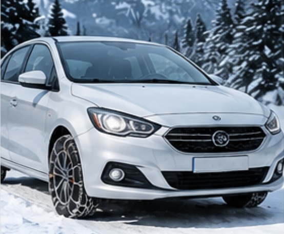 Auto equipado para circular con nieve